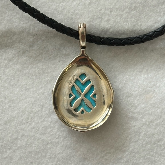 Carolyn Pollack Kingman Turquoise Leather and Sterling Necklace NEW - Picture 5 of 13